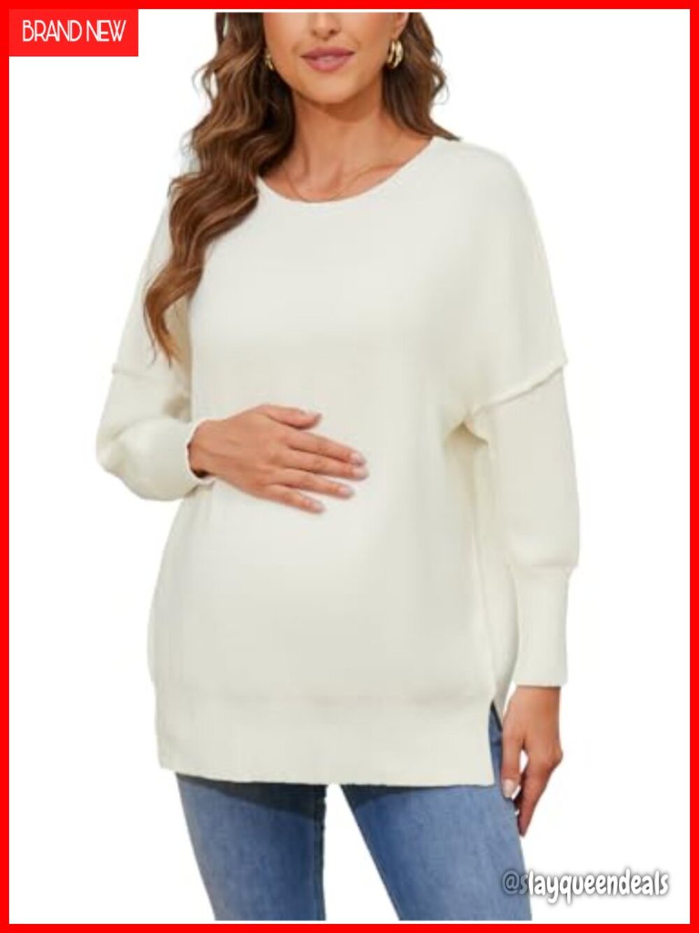 Maternity Oversized Sweater Batwing Long Sleeve Pullover Pregnancy Top